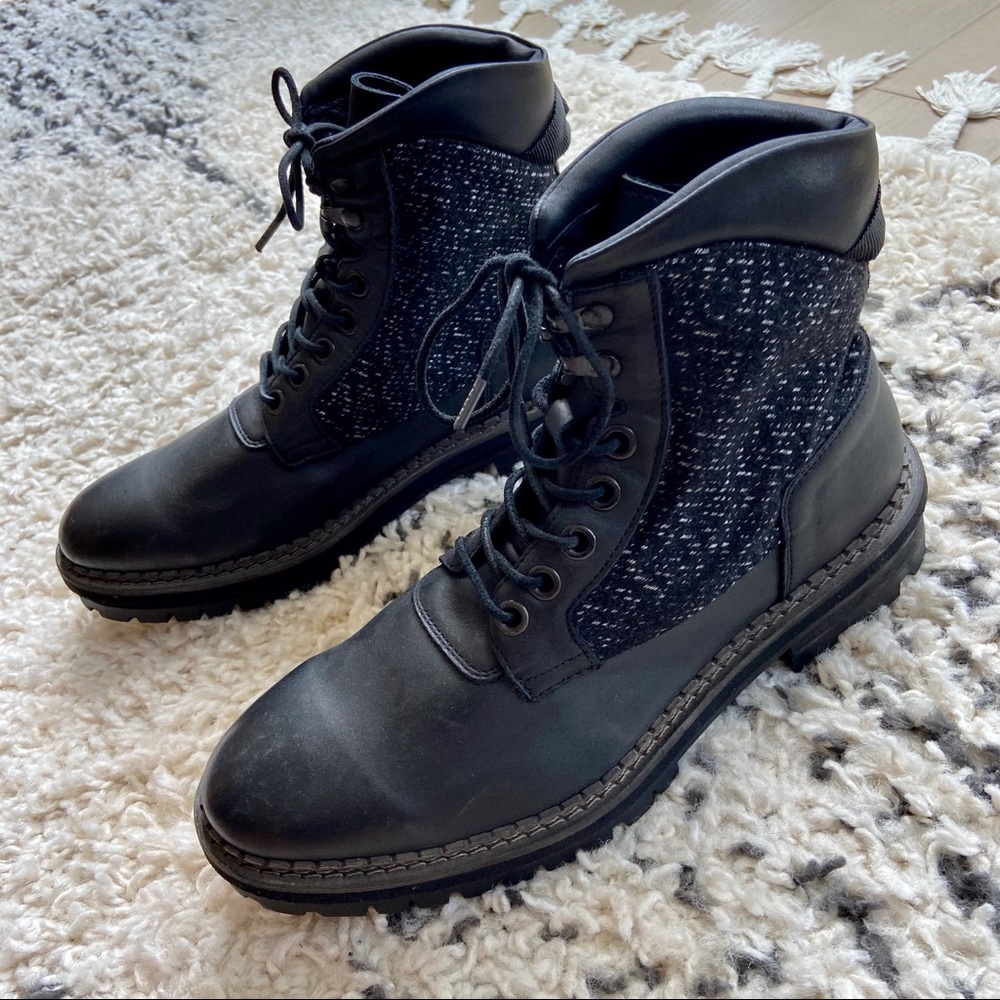 *SOLD*AllSaints Black Leather Boots Heathered Wool
